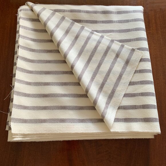 Pure Wool Taupe Cream Stripe Lightweight Sewing Fabric Remnant - Picture 5 of 12